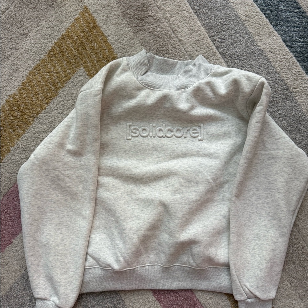 Solid Ribbed Gray Sweatshirt - image 1